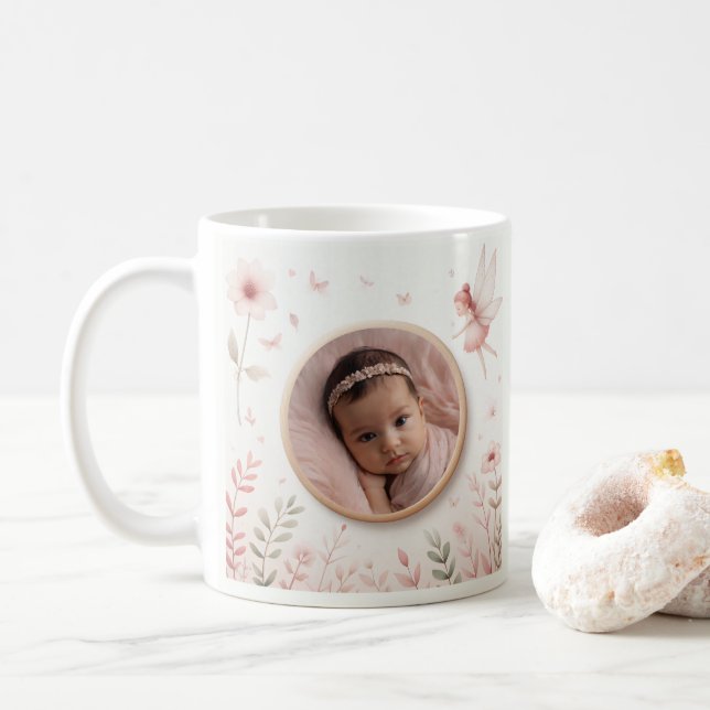 Customizable Mug with Fairy Frame for Baby Photo (With Donut)