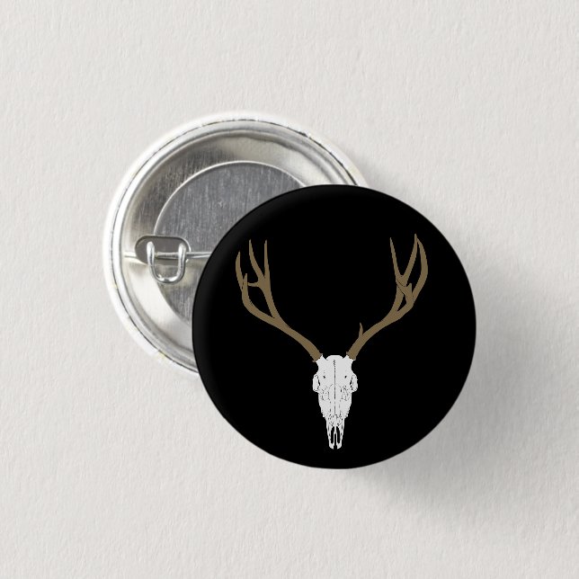 Customizable Mule Deer Skull Button (Front & Back)