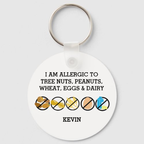 Customizable Multiple Food Allergy Alert Kids Keychain