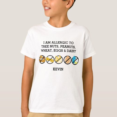 Customizable Multiple Food Allergy Alert Kids T_Shirt