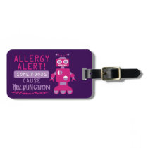 Customizable Multiple Food Allergy Robot Alert Luggage Tag