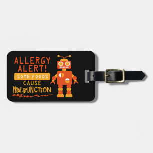 Customizable Multiple Food Allergy Robot Alert Luggage Tag