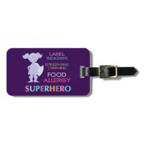 Customizable Multiple Food Allergy Superhero Alert Luggage Tag