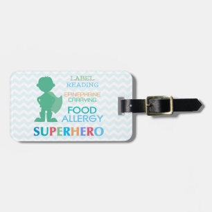 Customizable Multiple Food Allergy Superhero Alert Luggage Tag