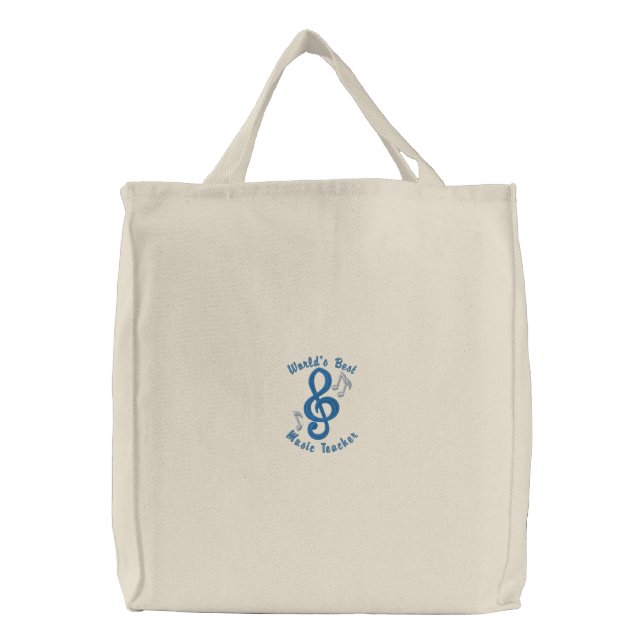 Customizable Music Notes Embroidered Tote (Front)