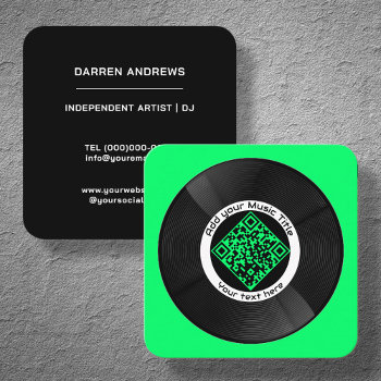 Customizable Music Qr Code Lp Vinyl |  Square Business Card by PeonyDesigns at Zazzle