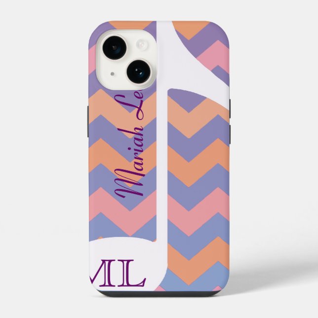 Customizable Musical Note & chevron Iphone Case (Back)