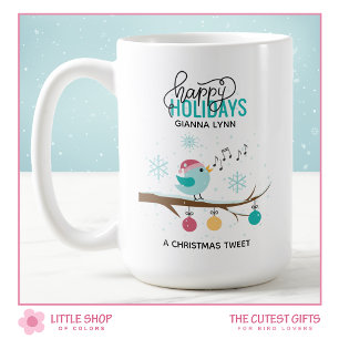Customizable Musical Singing Bird Christmas Coffee Mug