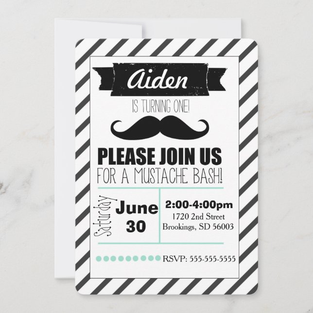 Customizable Mustache Party Invitation (Front)