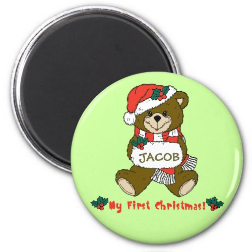 Customizable My First Christmas Teddy Bear Tee Magnet