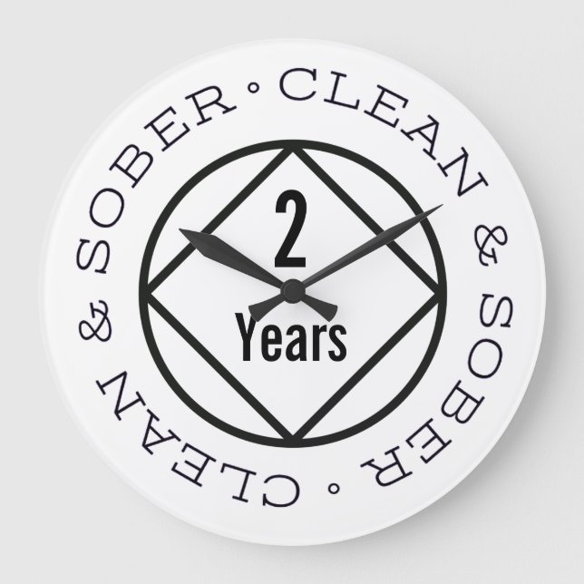 Customizable NA Recovery Choose Any Clean Time Large Clock (Front)