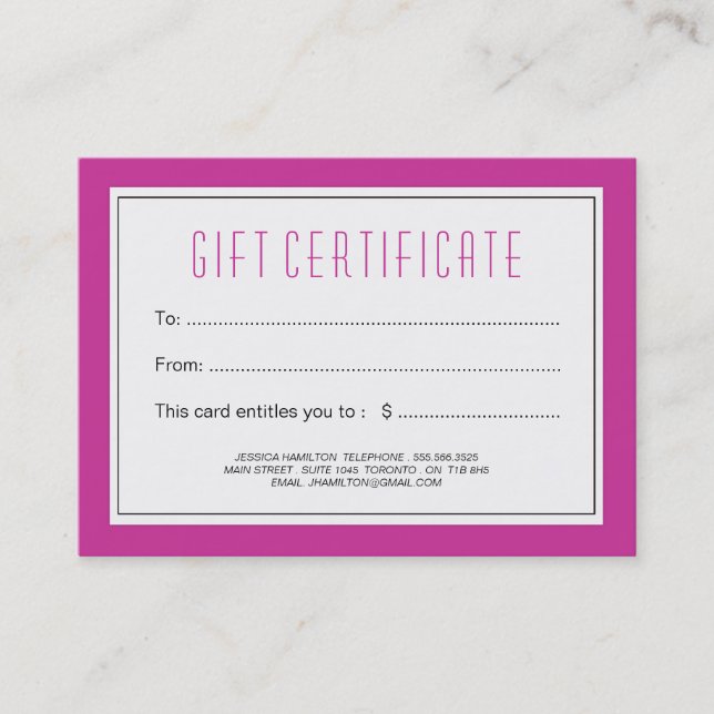Customizable Nail Salon Gift Certificate (Front)