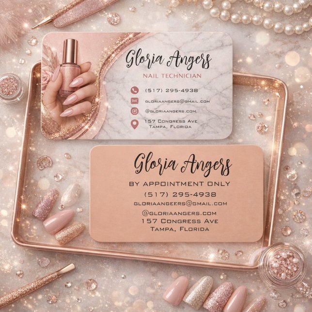 Customizable Nail Technician Business Card (Creator Uploaded)