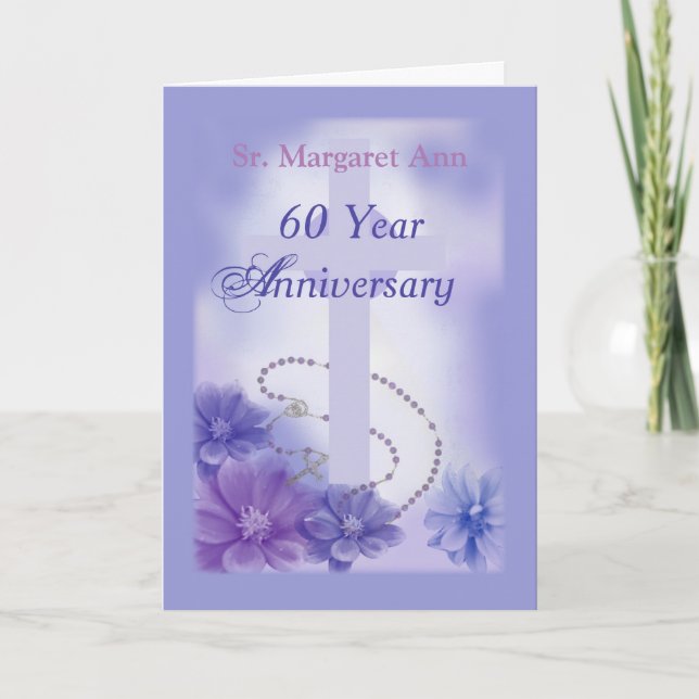 Customizable Name 60 Year Anniversary, Religious Card (Front)