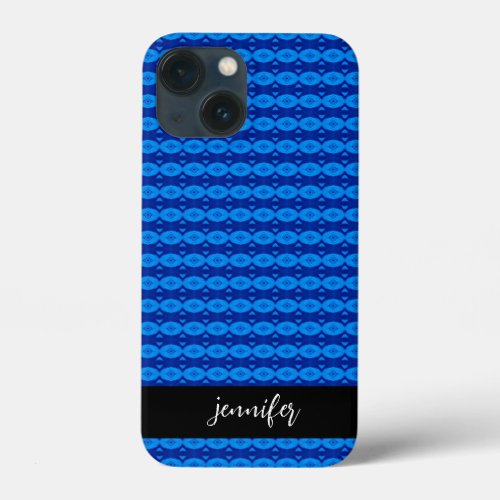 Customizable name Abstract blue pattern iPhone 13 Mini Case