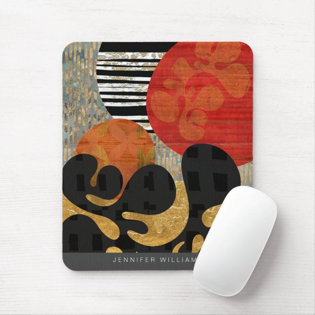 Customizable Name Abstract Modern Design Personal Mouse Pad (With Mouse)