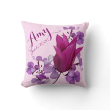 Customizable name Amy baby girl floral pink tulip