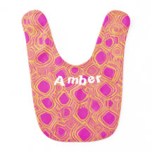 Customizable Name Bib - Girl Pink & Orange Pattern