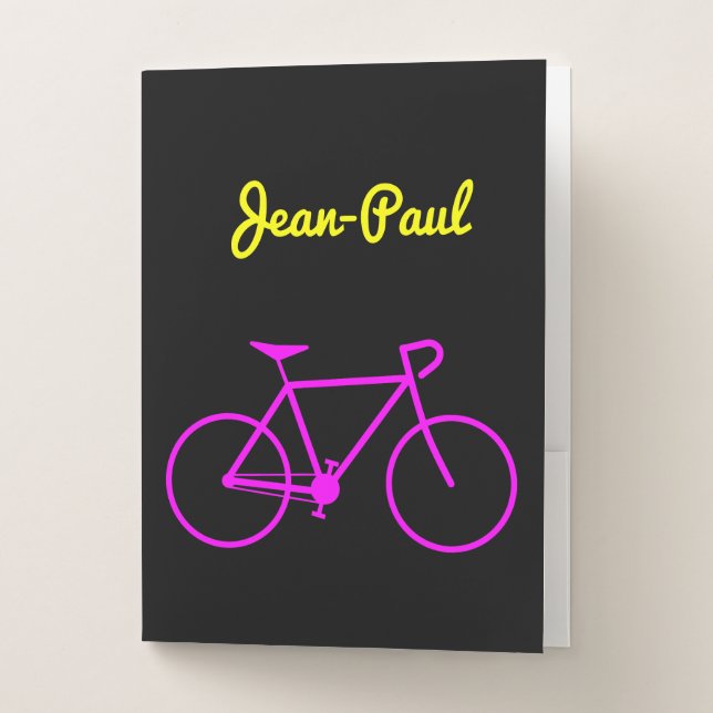 Customizable Name + Bicycle Silhouette Pocket Folder (Front)