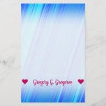 [ Thumbnail: Customizable Name; Blue and Cyan Lines Pattern Stationery ]