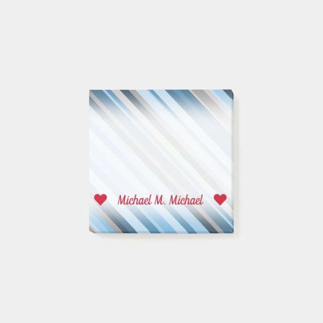 Customizable Name; Blue and Grey Stripes Notes (Front)