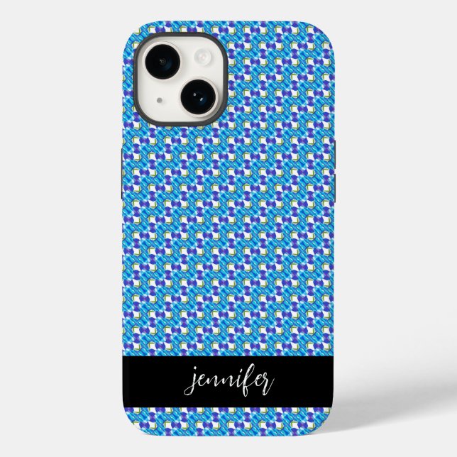 Customizable name Blue orchids pattern Case-Mate iPhone Case (Back)