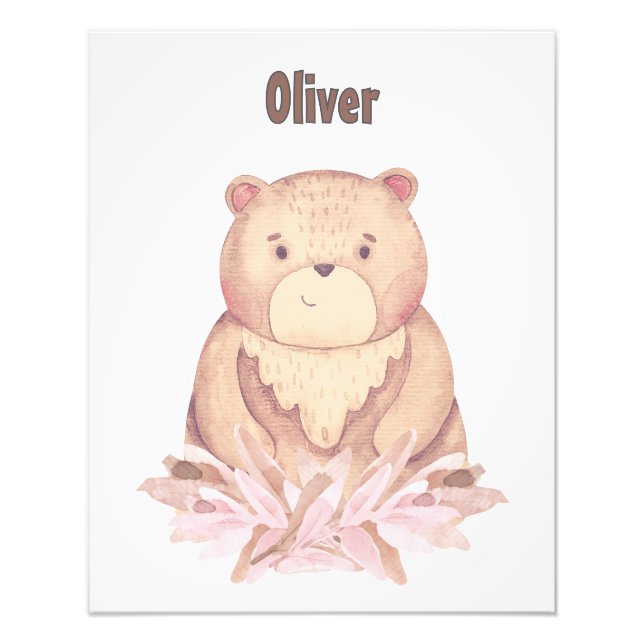Customizable Name Brown Bear Photo Print (Front)