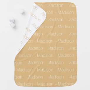 Customizable name camel white reversible baby blanket