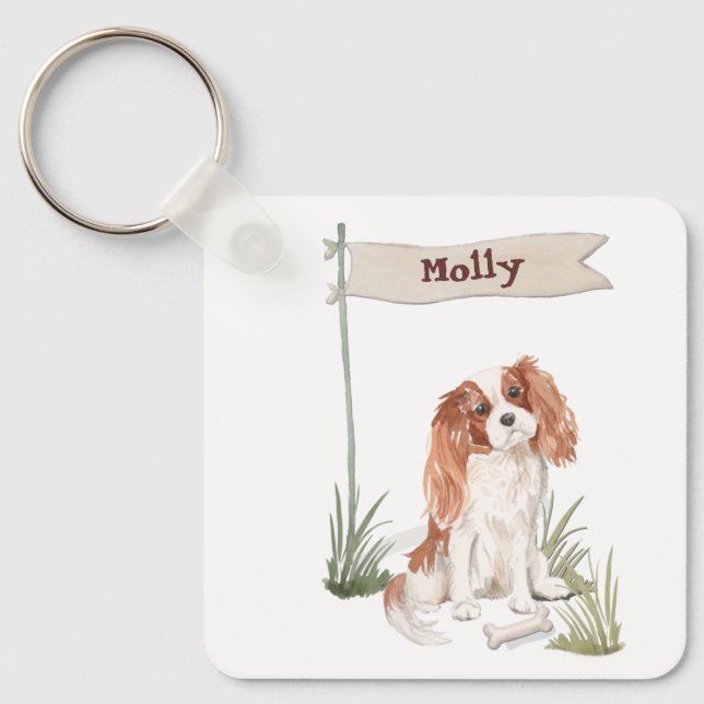 Customizable Name Cavalier King Charles Spaniel Keychain (Front)