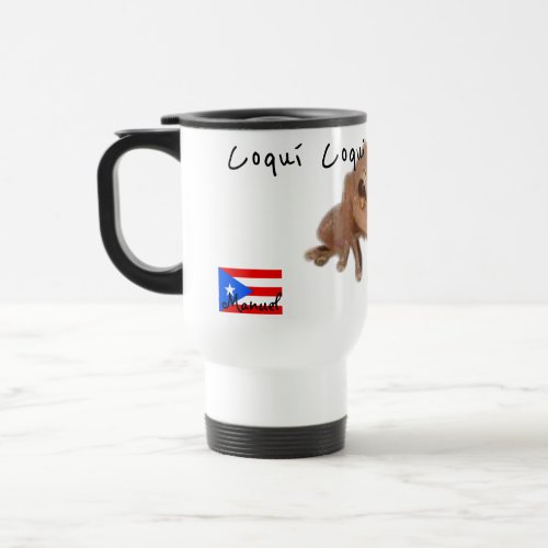 CUSTOMIZABLE NAME Coqui Puerto Rico Flag Travel Mug