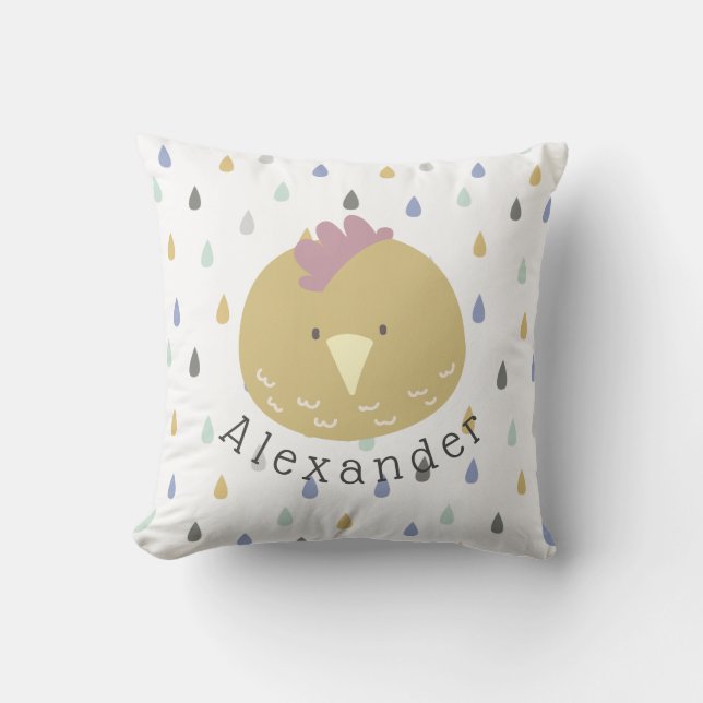 Customizable Name Cute Chick Throw Pillow (Front)