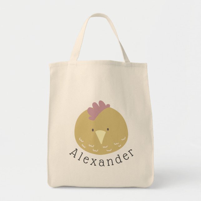 Customizable Name Cute Chick Tote Bag (Front)