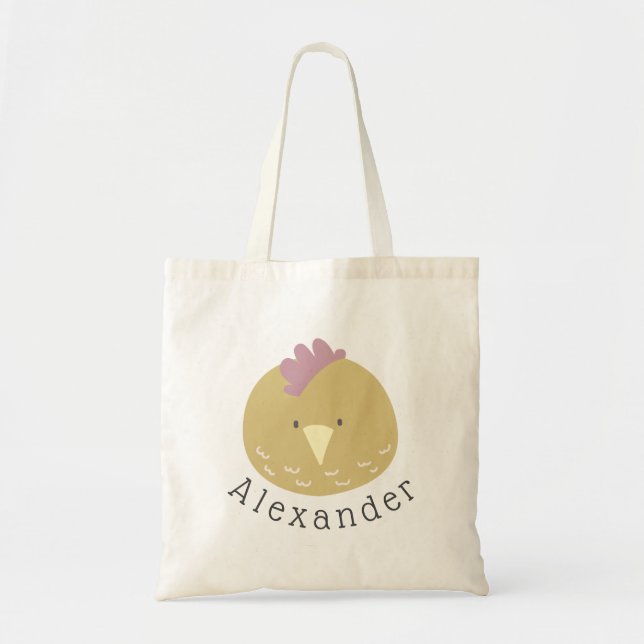 Customizable Name Cute Chick Tote Bag (Front)