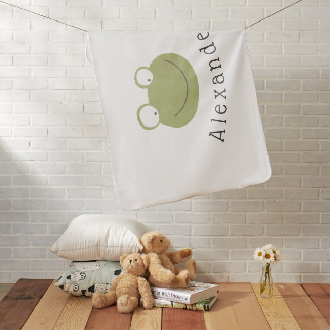 Customizable Name Cute Frog Baby Blanket (In Situ)