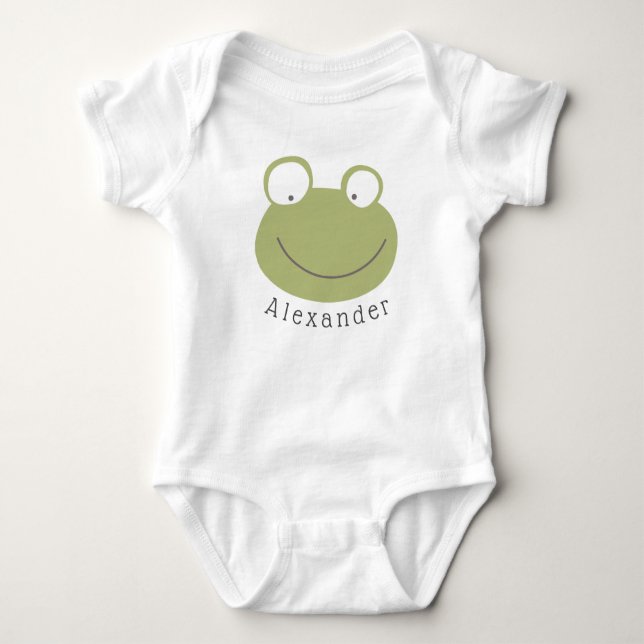 Customizable Name Cute Frog Baby Bodysuit (Front)