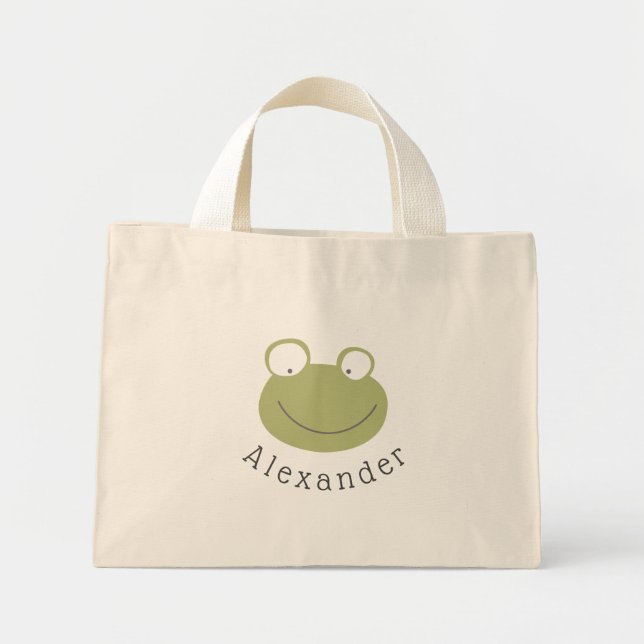 Customizable Name Cute Frog Mini Tote Bag (Front)