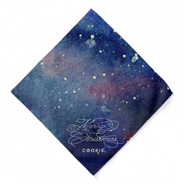 Customizable Name Cute Navy Blue Merry Christmas Bandana (Front)