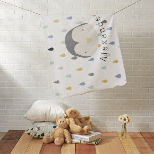 Customizable Name Cute Penguin Baby Blanket