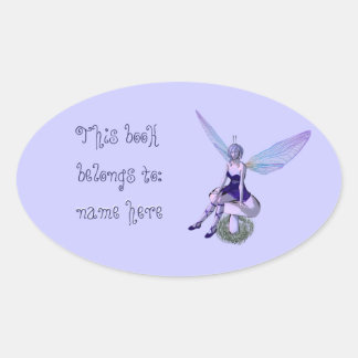 Customizable Name Fairy Bookplate - oval sticker