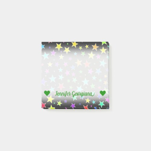 Customizable Name Fun Colorful Stars Pattern Post_it Notes