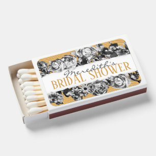 Customizable Name Gold Roses Chic Monogram Luxury Matchboxes