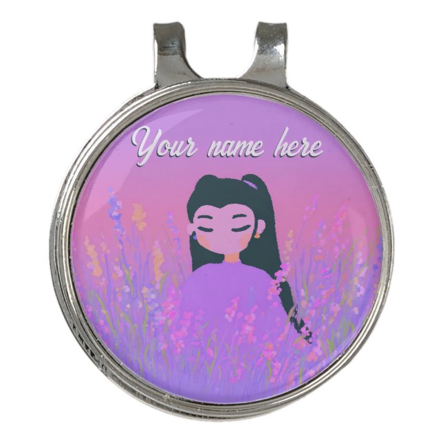 Customizable Name Golf Girl Lavender Daydream Golf Hat Clip (Front)