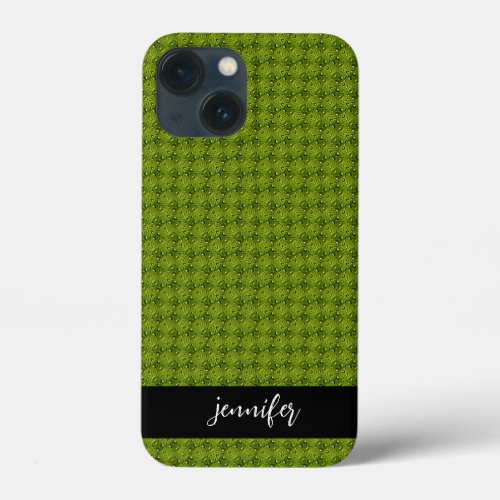 Customizable name Grass with water drops pattern iPhone 13 Mini Case