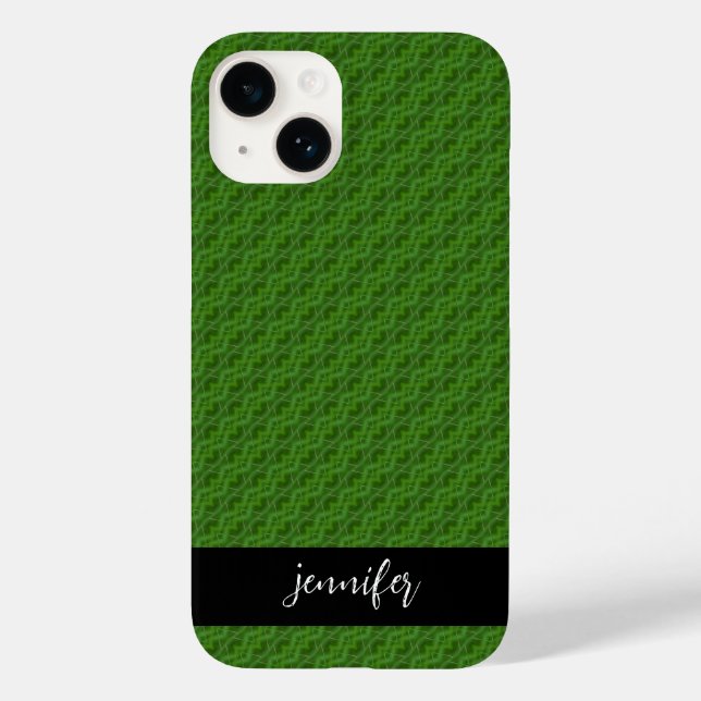 Customizable name Green floral pattern Case-Mate iPhone Case (Back)