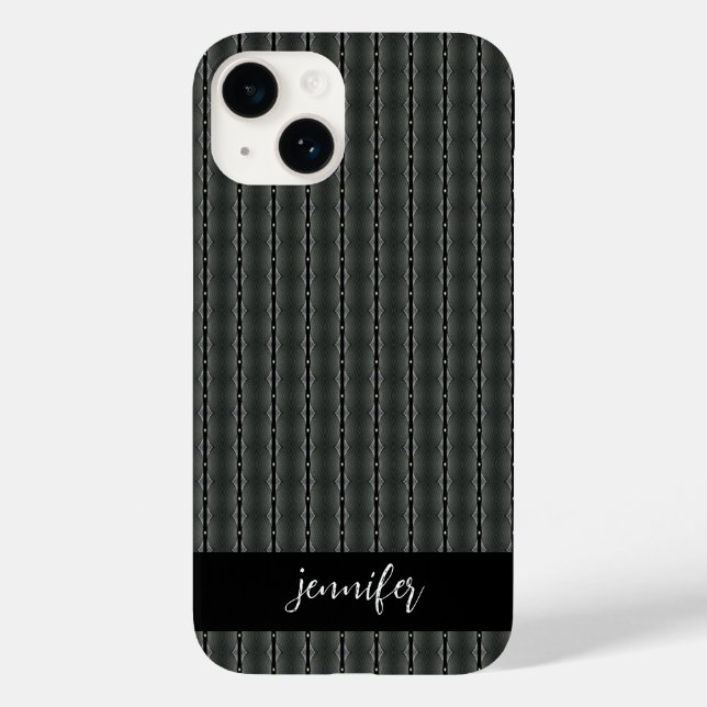 Customizable name Grey steel seamless pattern Case-Mate iPhone Case (Back)