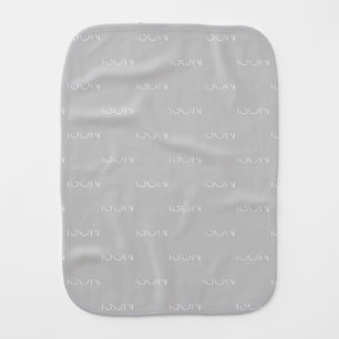 Customizable name grey white reversible baby burp cloth