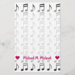 [ Thumbnail: Customizable Name; Grid of Musical Notes Stationery ]