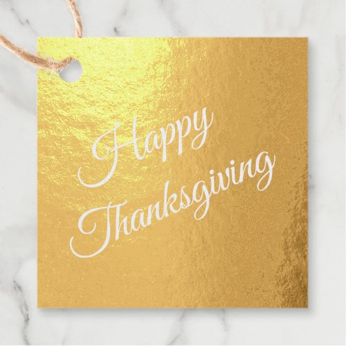 Customizable Name Happy Thanksgiving Gold Foil Favor Tags