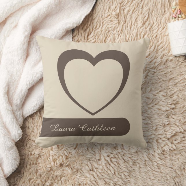 Customizable Name & Heart   Striped Pattern Pillow (Blanket)