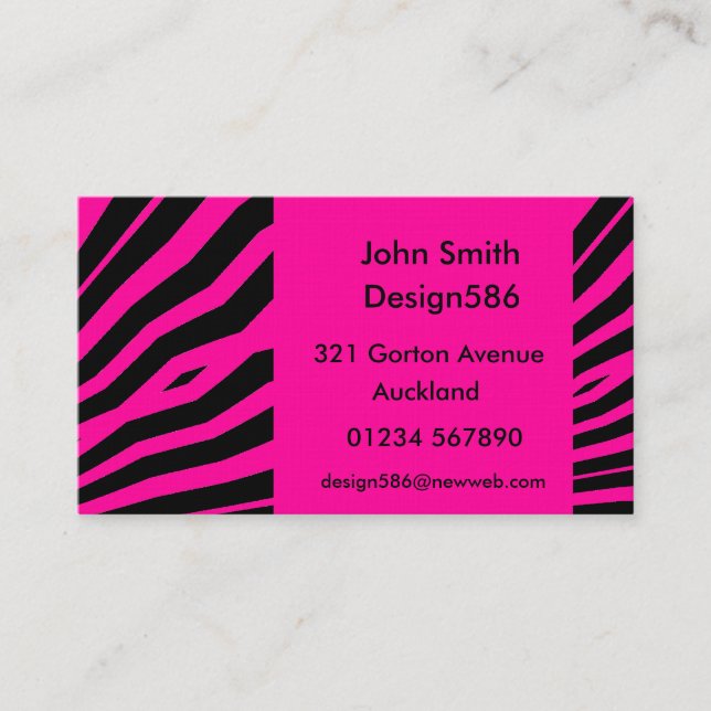 Customizable name Hot Pink zebra print  Business Business Card (Front)